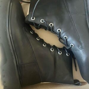 Madewell Black Boots with Gold Accents